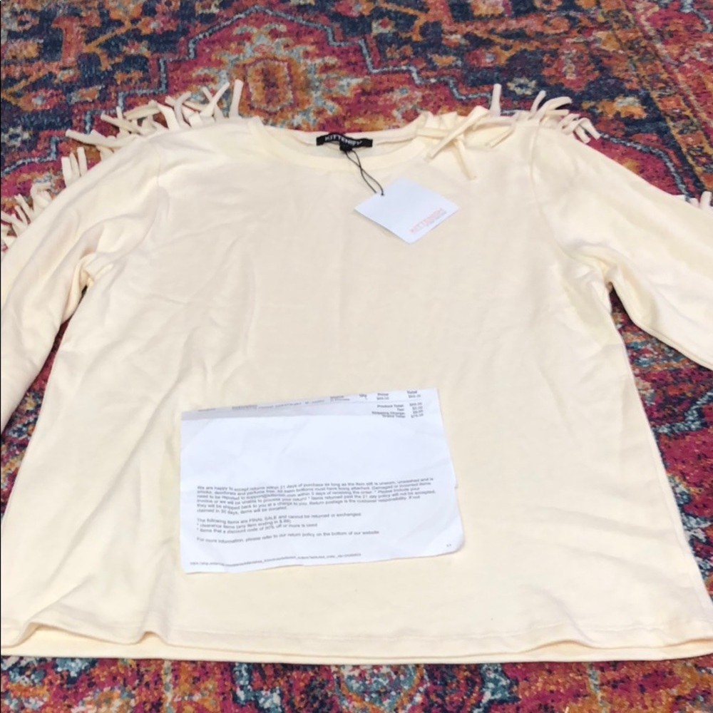 Kittenish Charlotte Fringe Sweatshirt NWT